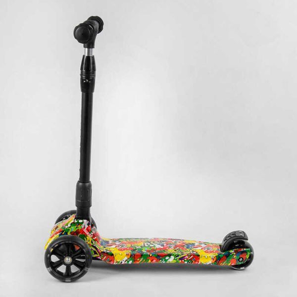 Самокат триколісний Best Scooter 59-208 MAXI (6) складане алюмінієве кермо, 3 колеса PU зі світлом, переднє 130х35 мм, заднє 80х45 мм, в коробці 105425 фото