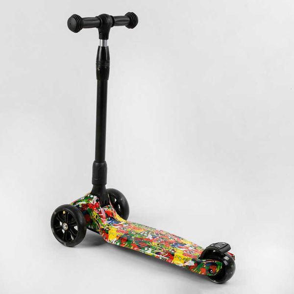 Самокат триколісний Best Scooter 59-208 MAXI (6) складане алюмінієве кермо, 3 колеса PU зі світлом, переднє 130х35 мм, заднє 80х45 мм, в коробці 105425 фото