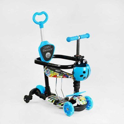Самокат 5в1 LS-41805 (1) Best Scooter, з ДОП. КОЛЕСАМИ, захисний бампер, PU колеса зі світлом, в коробці 131495 фото