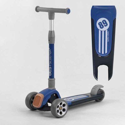 Самокат триколісний RS-8999 (6) Best Scooter, СИНІЙ, складне алюмінієве кермо,&nbsp;3 колеса PU зі світлом, d = 120*50 мм 102024 фото