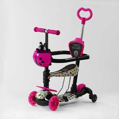 Самокат 5в1 LS-67367 (1) Best Scooter, з ДОП. КОЛЕСАМИ, захисний бампер, PU колеса зі світлом, в коробці 130218 фото
