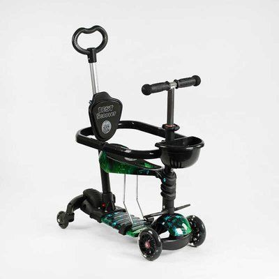 Самокат 5в1 LS-67633 (1) Best Scooter, з ДОП. КОЛЕСАМИ, захисний бампер, PU колеса зі світлом, в коробці 131496 фото