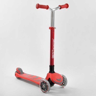 Самокат триколісний Y-00325 (4) Best Scooter, ЧЕРВОНИЙ, складне алюмінієве кермо, 4 колеса PU зі світлом, d = 12 см 99639 фото