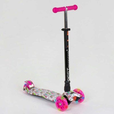 Самокат А 25598 /779-1341 MAXI "Best Scooter" (1) пластмасовий, 4 колеса PU, СВІТЛО, трубка керма алюмінієва, d = 12 см, в коробці 83270 фото