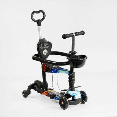 Самокат 5в1 LS-70100 (1) Best Scooter, з ДОП. КОЛЕСАМИ, захисний бампер, PU колеса зі світлом, в коробці 131493 фото