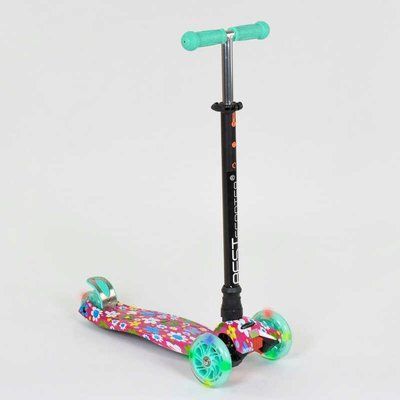Самокат А 25600 / 779-1343 MAXI "Best Scooter" (1) пластмасовий, 4 колеса PU, СВІТЛО, трубка керма алюмінієва, d = 12см, в коробці 83272 фото