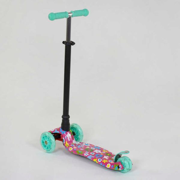 Самокат А 25600 /779-1343 MAXI "Best Scooter" (1) пластмассовый, 4 колеса PU, СВЕТ, трубка руля алюминиевая, d=12см, в коробке 83272 фото