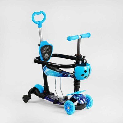 Самокат 5в1 LS-80577 (1) Best Scooter, з ДОП. КОЛЕСАМИ, захисний бампер, PU колеса зі світлом, в коробці 131498 фото