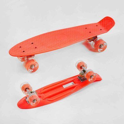 Скейт Пенни борд 1102-3 ОРАНЖЕВЫЕ КОЛЁСА (8) Best Board, доска=55см, колёса PU со светом, диаметр 6см 137903 фото