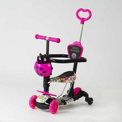 Самокат 5в1 LS-96302 (1) Best Scooter, з ДОП. КОЛЕСАМИ, захисний бампер, PU колеса зі світлом, в коробці 130214 фото