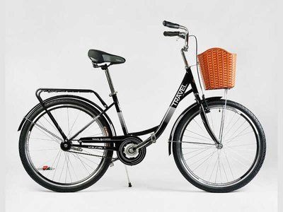 Велосипед міський Corso &laquo;TRAVEL&raquo; 26`` TR-26454 (1) чорний, одношвидкісний, сталева рама 16.5``, кошик, багажник 137800 фото