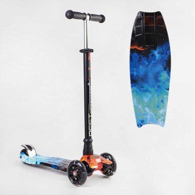 Самокат 779-2116 MAXI "Best Scooter" (1) пластмасовий, 4 колеса PU, СВІТЛО, трубка керма алюмінієва, d=12см, в коробці 114046 фото