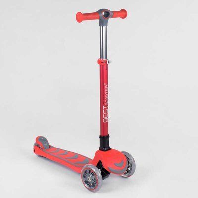 Самокат триколісний 92606 (4) Best Scooter, ЧЕРВОНИЙ, складне алюмінієве кермо, 4 колеса PU зі світлом, d = 12 см 89686 фото