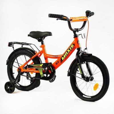 Велосипед 16" дюймів 2-х колісний "CORSO" MAXIS CL-16177 (1) ручне гальмо, дзвіночок, сидіння з ручкою, додаткові колеса, ЗІБРАНИЙ НА 75, в коробці 143124 фото