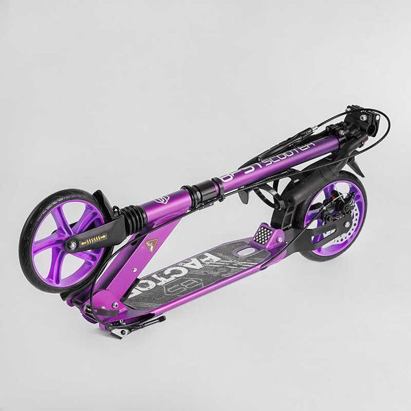 Самокат алюмінієвий Best Scooter BS-54065 (4) "Factor", ручной дисковый тормоз, диаметр PU колес - 200мм, 2 амортизатора, подстаканник, в коробке 118490 фото