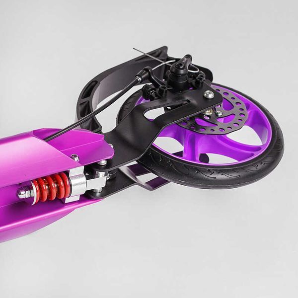 Самокат алюмінієвий Best Scooter BS-54065 (4) "Factor", ручной дисковый тормоз, диаметр PU колес - 200мм, 2 амортизатора, подстаканник, в коробке 118490 фото