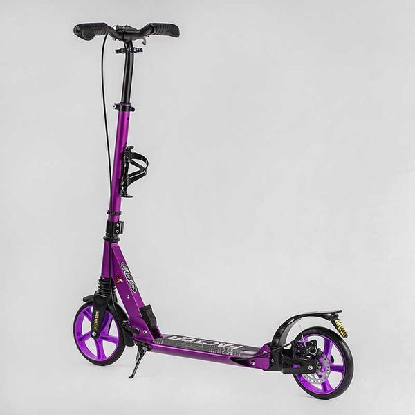 Самокат алюмінієвий Best Scooter BS-54065 (4) "Factor", ручной дисковый тормоз, диаметр PU колес - 200мм, 2 амортизатора, подстаканник, в коробке 118490 фото