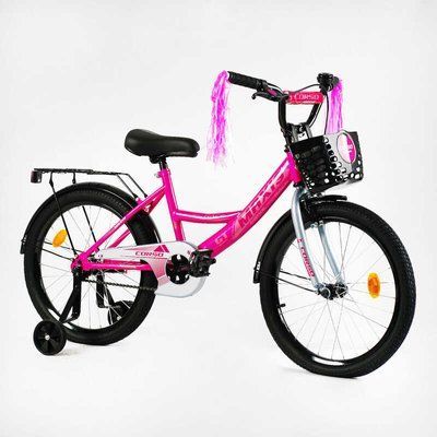 Велосипед 20" дюймів 2-х колісний "CORSO" MAXIS CL-20366 (1) кошик, прикраси, ручне гальмо, дзвіночок, додаткові колеса, ЗІБРАНИЙ НА 75, в коробці 143320 фото