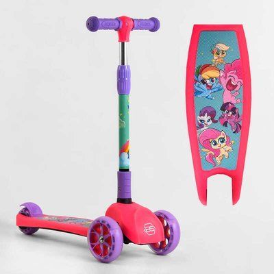 Самокат триколісний 68055 Best Scooter (1) СВІТЛО КОЛІС ТА ДИСКІВ, складене кермо, передні колеса PU 120х35мм, задні колеса PU 80х48мм 106837 фото