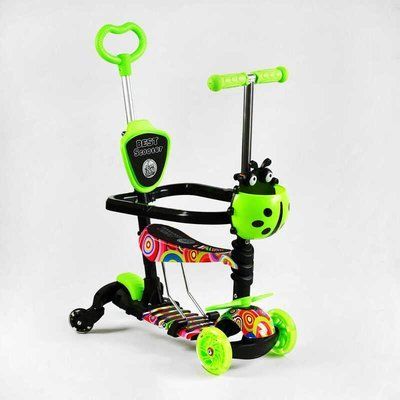 Самокат 5в1 LS-10718 (1) Best Scooter, з ДОП. КОЛЕСАМИ, захисний бампер, PU колеса зі світлом, в коробці 141590 фото