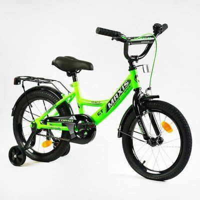 Велосипед 16" дюймів 2-х колісний "CORSO" MAXIS CL-16501 (1) ручне гальмо, дзвіночок, сидіння з ручкою, додаткові колеса, ЗІБРАНИЙ НА 75, в коробці 143337 фото