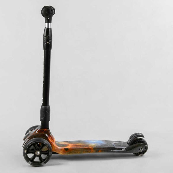 Самокат триколісний Best Scooter 43-635 MAXI (6) складане алюмінієве кермо, 3 колеса PU зі світлом, переднє 130х35 мм, заднє 80х45 мм, в коробці 105422 фото