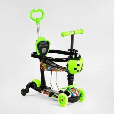 Самокат 5в1 LS-40203 (1) Best Scooter, з ДОП. КОЛЕСАМИ, захисний бампер, PU колеса зі світлом, в коробці 131494 фото