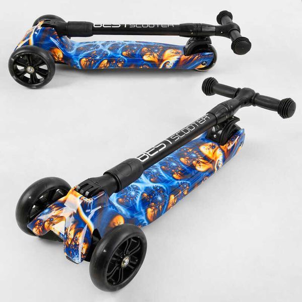 Самокат трехколесный Best Scooter 54-704 MAXI (6) складной алюминиевый руль, 3 колеса PU со светом, переднее 130х35 мм, заднее 80х45 мм, в коробке 105401 фото