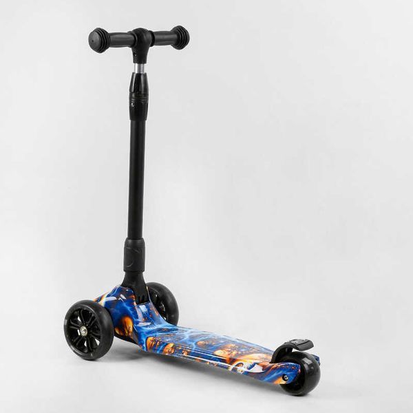 Самокат трехколесный Best Scooter 54-704 MAXI (6) складной алюминиевый руль, 3 колеса PU со светом, переднее 130х35 мм, заднее 80х45 мм, в коробке 105401 фото